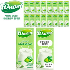 베트남 맛있는 요모스트 요구르트 플레인 유산균음료 천연 발효, 24개, 170ml