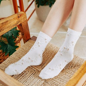 첫눈에반하다 비욘드 플라워 꽃 양말 러플 프릴 레이스 플라워 여성패션 꽃무늬 레트로 꽃자수 망사
