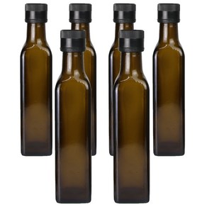 가인글로벌 사각오일250 엔틱갈색 유리병 오일스크류캡 블랙, 6개, 250ml