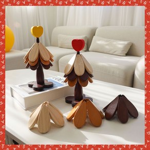 WOODROOT 별별트리 원목 나무 인테리어 냄비받침대, 1세트, 옐로우하트