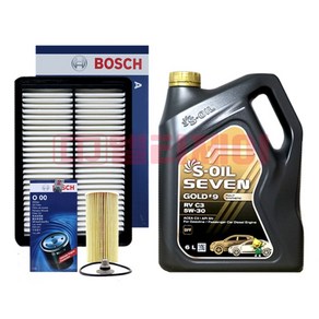 엑센트 디젤 엔진오일 에스오일 세븐골드RV 5W30 (6L) + 보쉬 필터 세트, 6L, 1개