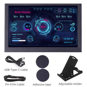 LCD 컴퓨터 하드웨어 모니터 음악 스펙트럼 분석 디스플레이 IPS USB 보조 화면 800x480 AIDA64, 01 Black, 01 빠른, 1개