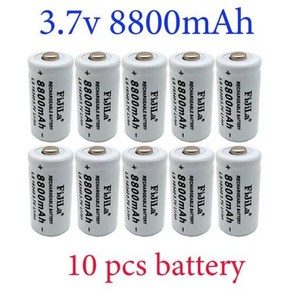 원통형 16340 배터리 리튬 이온 충전식 배터리 16340 충전기 CR123A 16340 8800mAh 3.7V, 10개