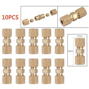 동링직 동파이프 연결 배관 자재 OD 유압 브레이크 라인 파이프 황동 유니온 피팅 직선 감속기 압축 키트 커넥터 316 인치 10 개, 10개