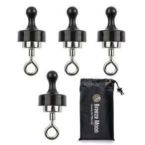 브리즈문 캠핑 O형 자석 고리 20mm x 4p + 스탬프 자석 29mm x 4p + 보관 파우치 세트, 크롬 + 블랙, 1개