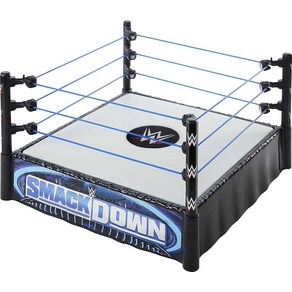 WWE 슈퍼스타 링(35.6cm) 액션 피규어용 스프링 장착 매트 및 리얼 플렉스 로프 포함 6세 이상 선물, 1개