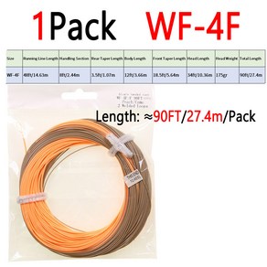 Bimoo 90FT 한 손으로 Spey 플라이 낚시 라인 무게 포워드 플로팅 2 용접 루프 WF 1F 7F 카모 복숭아, 1Pack WF-4F, 1개