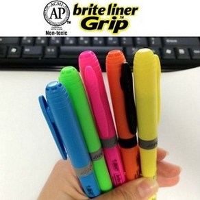 BiC Made in U.S.A..프랑스 빅 브라이트 라이너 Gip 형광펜 1타스(12자루) A111-1s, 하늘 1타스, 총 수량