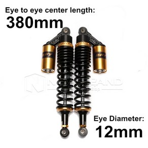 280mm 320mm 340mm 360mm 380mm 400mm 440mm 오토바이 에어 쇼크 업소버 리어 서스펜션 atv 쿼드 스쿠터 먼지 자전거 모터 d30, 협력사, m99-6-380mm, 1개