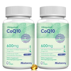 Mistaccy 유비퀴놀 코큐텐 600mg 소프트젤 60정, 120 Count (Pack of 1), 2개, 120정