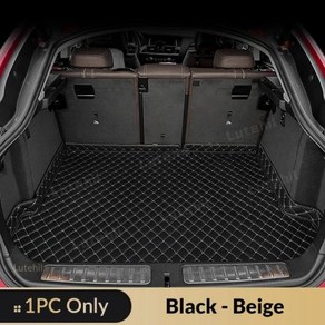 Lutehil 자동차 트렁크 매트 볼보 XC90 7인승 2016 17 18 19 20 21 22 23 24 카펫, Black-Beige, 블랙