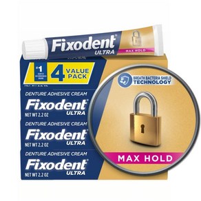 픽소덴트 울트라 맥스 홀드 틀니 접착제 62.4g 2개입 2팩 Fixodent Ulta Max Hold Dentue Adhesive 2.2 Ounce, 화이트, 1세트, 1개입