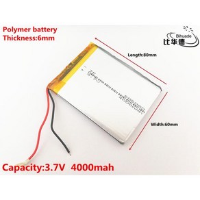 606080 폴리머 리튬 이온 배터리 장난감 파워 뱅크 GPSmp3mp4 용 3.7V4000mAh, 1개