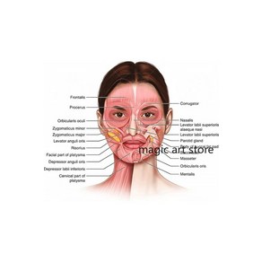 인체해부도 얼굴 해부학 인체 피부 입술 머리 근육 상세한 의료 아트 포스터 캔버스 페인팅 벽 인쇄 그림 홈 장식, 02 2_03 30x40cm Unfamed