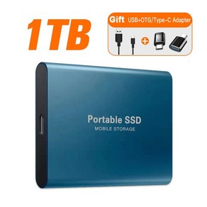 대용량외장하드 드라이브 SSD 2TB 외장 솔리드 스테이트 드라이브 500GB 고속 M.2 USB 3.1 1TB 휴대용, Blue 1TB