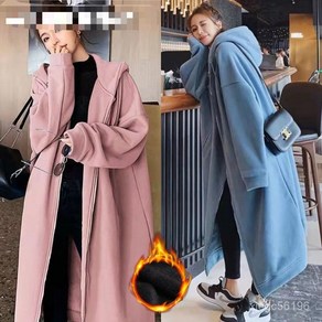 [150kg까지] 점퍼 원피스 여성 가을 겨울 기모 후드 프린트 레터링 집업 제인드 두꺼운 롱 후드티 오버핏 간절기 코트 빅사이즈 오버사이즈 4xl 캐주얼 패션 데일리 자켓, [기모]핑크, 2XL