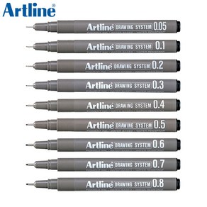 아트라인 캘리그라피 드로잉 시스템펜 블랙, 0.1mm 블랙 EK-231
