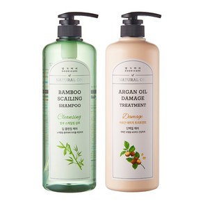 댕기머리 허벌 밤부 스케일링 샴푸 1000ml+아르간오일 트리트먼트 1000ml, 1세트