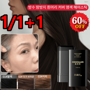 1/1+1 방수 땀방지 흰머리 커버 염색 헤어스틱, [1+1]01 내추럴블랙