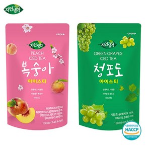 자연생각 아이스티 복숭아10팩 +청포도10팩 (총20팩), 20개, 190ml