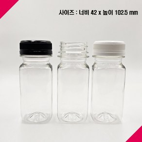 [보틀스] 100ml 100미리 사각 주스 미니 페트병 플라스틱병, 200개, CU보라캡(38파이)