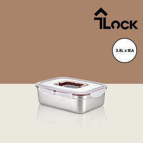 [수Lock] 수락 원핸들 직사각 스테인리스 밀폐용기 김치통, 1개, 2.8L