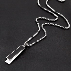 [슈가스톤]써지컬 스틸 블랙 화이트 더블스틱펜던트 체인패션 남자목걸이