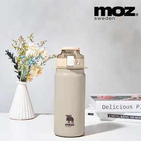 MOZ 스웨덴 텀블러 316 스텐 원터치 손잡이 보온보냉병 보온텀블러, 1개, 600ml, 오트밀베이지