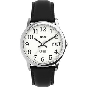 Timex Easy Reade 남성용 가죽 손목시계 Coe Reade 블랙/실버 톤/화이트