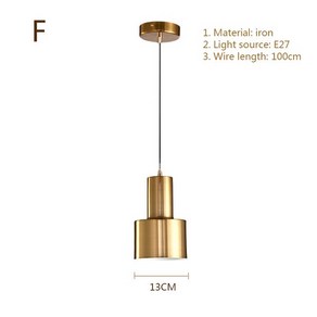 북유럽 LED 조명 금색 모던 샹들리에 부엌 침실 거실 로프트 통로 걸이식 램프 공부 장식 기구, 01 F golden_02 웜 화이트