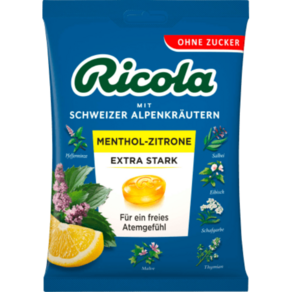 Ricola 리콜라 멘톨 레몬 캔디 엑스트라 스트롱 무설탕, 1개, 75g