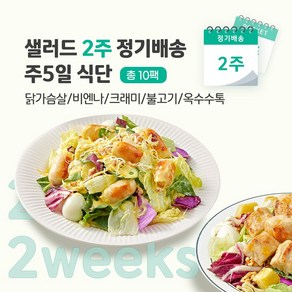 [포켓샐러드] 샐러드 2주 정기배송 주5일 (닭가슴살1+비엔나1+크래미1+불고기1+옥수수1), 10개