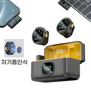 세계일주 노이즈캔슬링 무선 마이크 유튜브 vglo촬영용 스마트폰 듀얼 마이크 Type-C/iphone 회의 마이크 먹방 생방송 마이크 고해상도 핀마이크, 자기흡인식