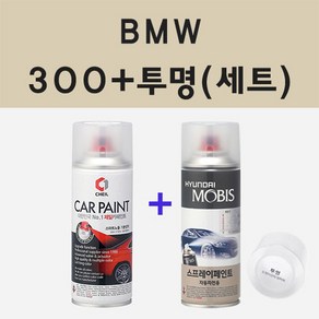 BMW 300 알파인화이트 스프레이 카 페인트 + 모비스 투명마감용스프레이 200ml, 1개