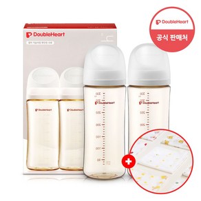 더블하트 모유실감 3세대 PPSU 베이직 트윈팩 330ml 제뉴인화이트 (젖꼭지미포함)+손수건증정, 단품