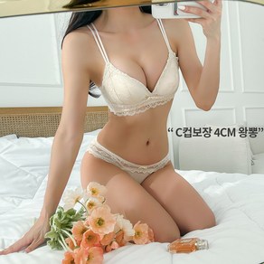 비바럽 볼륨 뽕브라 여자속옷 노와이어 레이스 속옷 브라세트 UN19574F