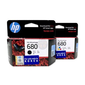 HP 680세트 정품잉크 (무료배송) (F6V27AA 검정+ F6V26AA 3색컬러) DJ 1110 2100 3600 3700 3800 4500, 1개