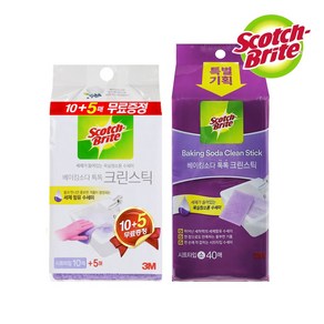 3M 스카치브라이트 베이킹소다 크린스틱 톡톡 대형 15매 + 소형 40매, 1세트, 혼합