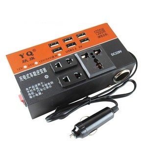 차량용 인버터 24v 12v 시거잭 자동차 다기능 자동차 범용 인버터 2000W 피크 전력 DC 12V ~ 220V 다중, 1개