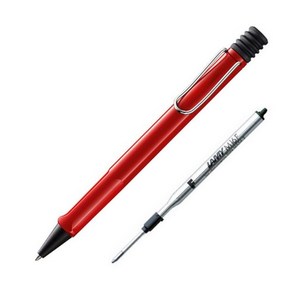 LAMY 사파리 볼펜 1.0mm + M16F 검정 볼펜리필심 0.8mm 세트, 볼펜(레드), 케이스(랜덤발송), 1세트