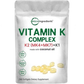 Mico Ingedients Vitamin D3 50 000 IU Plus K2 MK-7 200 mcg 240 Vigin Coconut Oil Softgels  2 in 1, K complex Coconut Oil Softgels, 1개