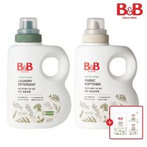 비앤비 비건 섬유세제 1500ml 1입+섬유유연제 1입+증정품_K151