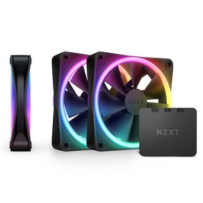 NZXT F120 RGB 듀오 트리플 팩 - RGB 컨트롤러가 있는 120mm 양면 RGB 팬 3개 - 개별 주소 지정 가능한 LED 20개 - 균형 잡힌 공기 흐름 및 정압 -, Black_140mm