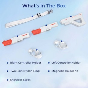어깨 끈이 달린 VR 건스톡 메타 퀘스트 3마그네틱 흡입 컨트롤러 총 다양한 게임 권총 액세서리, [01] WHITE, 1개