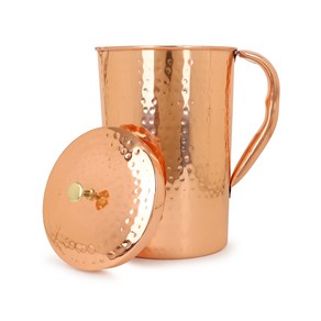 Zap Impex Pure Copper Pitcher with a Lid Large Si 뚜껑이 있는 Zap Impex 순수 구리 투수 대형 고체 구리 구리 물 망치 주전자