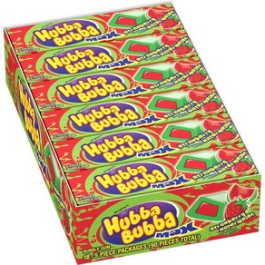 Hubba Bubba Gum (18 Pack) Max Bubble Gum Stawbey Watemelon 허바 부바 껌(18팩) 맥스 버블 껌 딸기 수박 맛 츄잉 껌 5, 1개, 215.46g