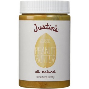 Justin's Classic Peanut Butte 16 Oz 저스틴 클래식 땅콩 버터 16온스, 454g, 1개