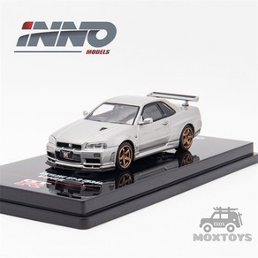 실버 다이캐스트 모델 자동차 SKYLINE GT R R34 V Spec II INNO 1 64, 1개