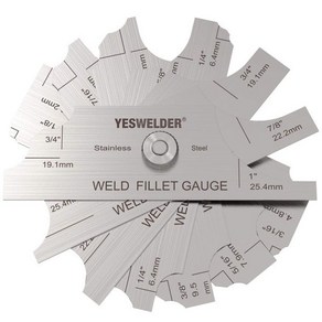 YES WELDER MG-11 금속 용접 필렛 게이지 세트 7PCS 18-1 검사 테스트 Ulnar MM inch