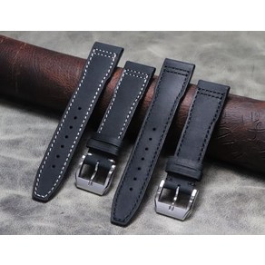 마크 iwc 파일럿 sinn 라코 22mm 21mm 20mm 스티치 가죽 스트랩, 블랙 블랙 스티치